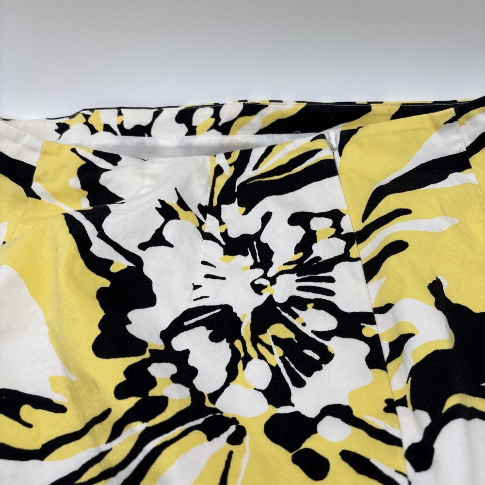 Express Design Studio Skirt Women's Size 12 Floral Design Yellow White Black Zip - Picture 15 of 16